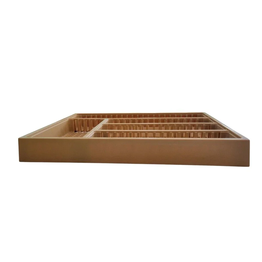 Vintage Plastic Drawer Organizer Silverware Mustard Yellow Celluloid Weave Tray